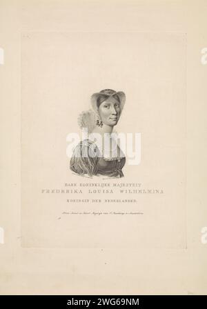 Portrait de Wilhelmina Frederica Louisa (reine des pays-Bas), Willem van Senus, d'après Johann Heinrich Schröder, 1815 - 1851 estampe gravure sur papier Amsterdam Banque D'Images