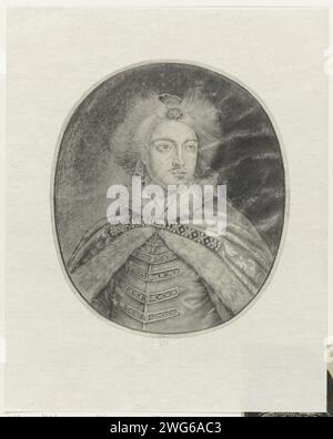 Portrait de Pierre Ier le Grand, Tsar de Russie, Anonyme, 1700 - 1799 dessin habillé en Bojarpacht russe. parchemin (matériel animal). personnages historiques de graphite (minéral). homme adulte. manteau, robe, robe (symbole de souveraineté) Banque D'Images