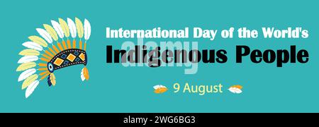 Journée internationale des populations autochtones, affiche bannière illustrée Illustration de Vecteur