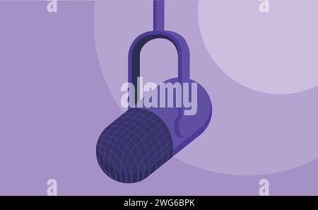 Podcast présentant l'illustration du fichier audio numérique du microphone Illustration de Vecteur