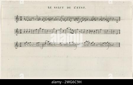 Chanson sur le prince héritier, 1830, Anonyme, 1830 - 1831 imprimer chanson en rapport avec les tentatives en octobre 1830 de faire du prince héritier le roi de Belgique. Trois poutres avec notes de musique et texte 'vive le Prince d'Orange Roi des Belges'. Papier belge Banque D'Images