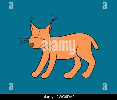 Illustration isolée de vecteur d'animal lynx avec contour. Illustration de Vecteur