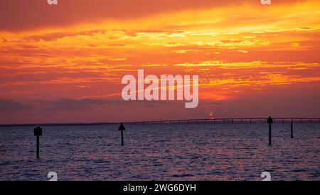 Coucher de soleil sur le golfe du Mexique à destin, Floride Banque D'Images