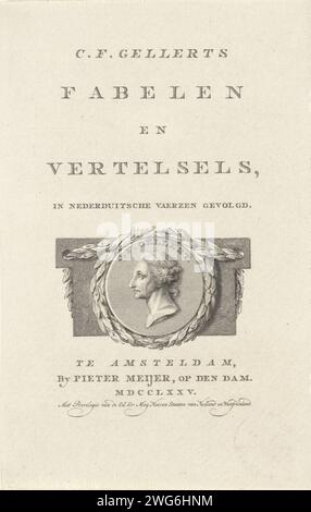 Portrait van Christian Feldegott Gellert, Reinier Vinkeles (I), 1775 print Amsterdam papier gravure / gravure Banque D'Images