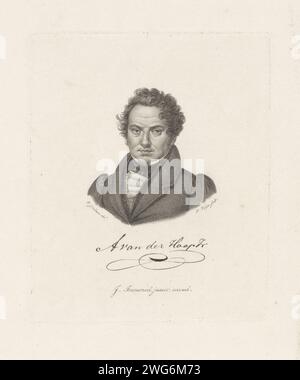 Portrait d'Adriaan van der Hoop Jrssz, Philippus Velijn, d'après Willem Grebner, 1832 tirage Portrait du marchand et poète de Rotterdam Adriaan van der Hoop Jrssz. Gravure / gravure papier pays-Bas Banque D'Images