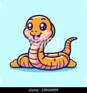 illustration vectorielle de personnage de dessin animé de serpent mignon Illustration de Vecteur