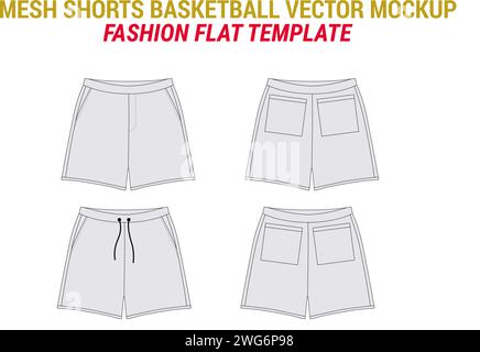 Shorts Basketball plat dessin technique Illustration Blank Shorts streetwear modèle modèle unisexe Athletic Basketball Shorts Active Wear Short Mes Illustration de Vecteur