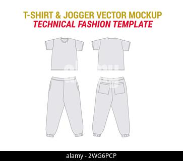 Homme T shirt Short Set Flat Sketch Illustration Set de manches courtes T-shirt Casual Wear Fashion Illustration Tee shirt Shorts dessin technique Illustration de Vecteur