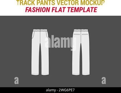 Track Pants Vector maquette modèle technique Trackpants Sketch Loungewear Pants Mockup Pants vecteur de pantalons d'entraînement Illustration de Vecteur