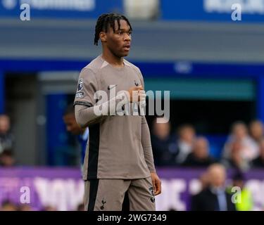 Liverpool, Royaume-Uni. 03 février 2024. Destiny Udogie de Tottenham Hotspur lors du match de Premier League Everton vs Tottenham Hotspur à Goodison Park, Liverpool, Royaume-Uni, le 3 février 2024 (photo de Conor Molloy/News Images) à Liverpool, Royaume-Uni le 2/3/2024. (Photo de Conor Molloy/News Images/Sipa USA) crédit : SIPA USA/Alamy Live News Banque D'Images