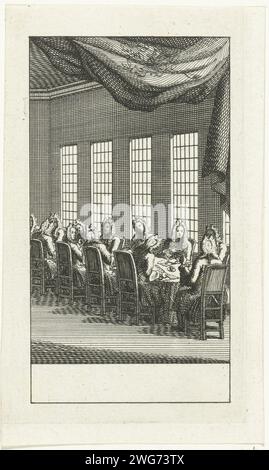 Pourparlers de paix à Aix-la-Chapelle, 1748, 1748 imprimer négociations de paix entre les alliés (République, Angleterre et Autriche) et la France et la Prusse pour mettre fin à la guerre de succession d'Autriche, octobre 1748. Nord des pays-Bas papier gravure / gravure négociations de paix Aken Banque D'Images