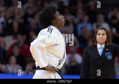 Paris, France. 13 janvier 2024. GAHIE Marie-Eve (FRA) a perdu contre BUTKEREIT Miriam (GER) en catégorie féminine -70kg et a remporté la médaille d'argent lors du Grand Chelem 2024 de Paris, IJF Judo, 50e anniversaire, le 3 février 2024 à Accor Arena à Paris - photo Stephane Allaman/DPPI crédit : DPPI Media/Alamy Live News Banque D'Images