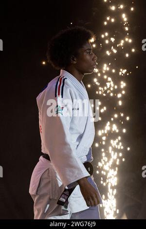 Paris, France. 13 janvier 2024. GAHIE Marie-Eve (FRA) a perdu contre BUTKEREIT Miriam (GER) en catégorie féminine -70kg et a remporté la médaille d'argent lors du Grand Chelem 2024 de Paris, IJF Judo, 50e anniversaire, le 3 février 2024 à Accor Arena à Paris - photo Stephane Allaman/DPPI crédit : DPPI Media/Alamy Live News Banque D'Images