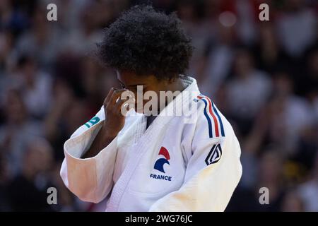 Paris, France. 13 janvier 2024. GAHIE Marie-Eve (FRA) a perdu contre BUTKEREIT Miriam (GER) en catégorie féminine -70kg et a remporté la médaille d'argent lors du Grand Chelem 2024 de Paris, IJF Judo, 50e anniversaire, le 3 février 2024 à Accor Arena à Paris - photo Stephane Allaman/DPPI crédit : DPPI Media/Alamy Live News Banque D'Images