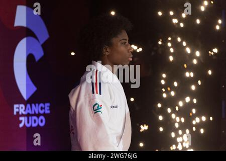 Paris, France. 13 janvier 2024. GAHIE Marie-Eve (FRA) a perdu contre BUTKEREIT Miriam (GER) en catégorie féminine -70kg et a remporté la médaille d'argent lors du Grand Chelem 2024 de Paris, IJF Judo, 50e anniversaire, le 3 février 2024 à Accor Arena à Paris - photo Stephane Allaman/DPPI crédit : DPPI Media/Alamy Live News Banque D'Images