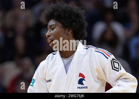 Paris, France. 13 janvier 2024. GAHIE Marie-Eve (FRA) a perdu contre BUTKEREIT Miriam (GER) en catégorie féminine -70kg et a remporté la médaille d'argent lors du Grand Chelem 2024 de Paris, IJF Judo, 50e anniversaire, le 3 février 2024 à Accor Arena à Paris - photo Stephane Allaman/DPPI crédit : DPPI Media/Alamy Live News Banque D'Images