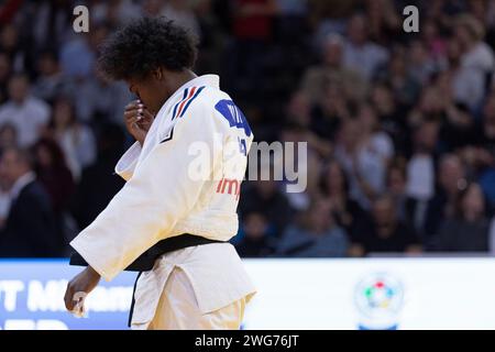 Paris, France. 13 janvier 2024. GAHIE Marie-Eve (FRA) a perdu contre BUTKEREIT Miriam (GER) en catégorie féminine -70kg et a remporté la médaille d'argent lors du Grand Chelem 2024 de Paris, IJF Judo, 50e anniversaire, le 3 février 2024 à Accor Arena à Paris - photo Stephane Allaman/DPPI crédit : DPPI Media/Alamy Live News Banque D'Images