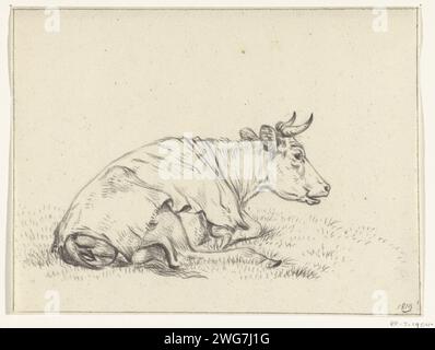 Vache couchée, à droite, Jean Bernard, 1819 papier à dessin. vache craie Banque D'Images