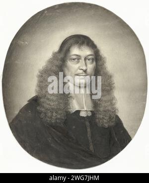 Portrait d'un inconnu, Pieter Cornelisz. Van Slingelandt, 1650 - 1691 dessin parchemin (matériel animal). stylo à encre / brosse anonyme personne historique représentée seule Banque D'Images