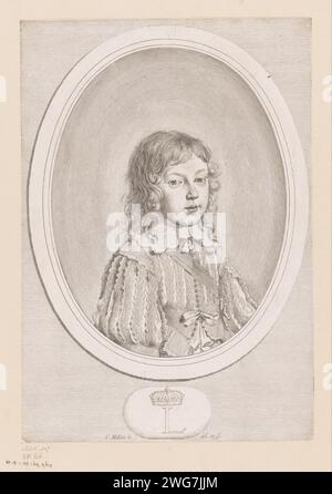 Portrait de Louis XIV, roi de France, enfant, Claude Mellan, c. 1643 - 1688 tirage France gravure sur papier personnages historiques. roi Banque D'Images