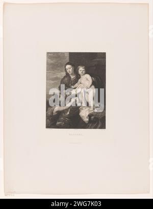 Maria with Kind et Johannes de Boper, Johann Leonhard Raab, d'après Anthony van Dyck, 1835 - 1899 print München paper. Graver Marie et le Christ-enfant avec Jean le Baptiste (comme enfant) Banque D'Images