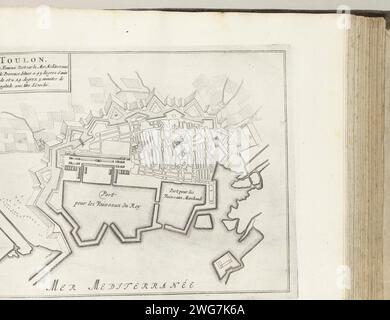 Plan de Toulon, ca. 1693-1696, 1693 - 1696 imprimer carte des renforts pour la ville française de Toulon. Partie de la septième partie (1696) de l'ouvrage dans lequel les huit parties des Forces de l'Europe sont publiées entre 1693 et 1697. L’œuvre imprimée est composée de 175 planches avec des plans (de Sébastien le Prestre, Seigneur de Vauban) de villes fortes et de forteresses renommées de la guerre de neuf ans. Titre et inscriptions en français. Imprimeur : Francepublisher : Paris papier gravure cartes des villes. Forteresse Toulon Banque D'Images