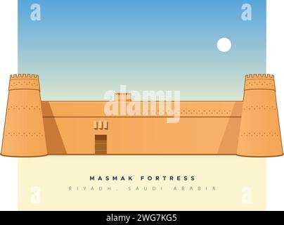 Masmak Fortress - Riyad, Arabie Saoudite - Illustration stock comme fichier EPS 10 Illustration de Vecteur