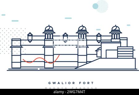Gwalior fort - Un fort de colline - Illustration stock comme fichier EPS 10 Illustration de Vecteur