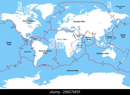 Plaques tectoniques à la surface de la Terre. Illustration vectorielle Illustration de Vecteur
