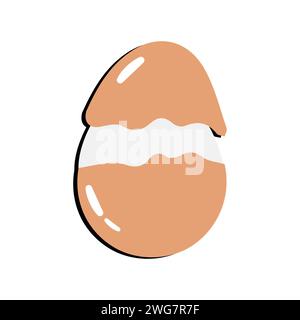 Illustration vectorielle d'oeuf, Collection de entier, cassé, frit, jaunes, coquilles d'œufs et œufs durs. Oeufs crus blancs et jaunes, blancs et cassés. Illustration de Vecteur