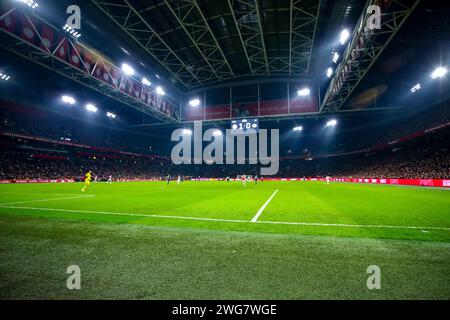 Amsterdam, pays-Bas. 3 février 2024. AMSTERDAM, PAYS-BAS - 3 FÉVRIER : vue générale du stade lors du match néerlandais d'Eredivisie entre l'Ajax et le PSV au Johan Cruijff Arena le 3 février 2024 à Amsterdam, pays-Bas. (Photo de Ben gal/Orange Pictures) crédit : dpa/Alamy Live News Banque D'Images