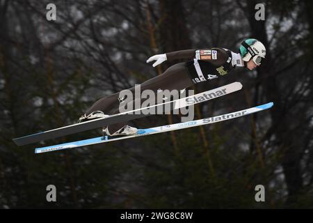 Willingen, Allemagne. 03 février 2024. Ski nordique, saut à ski : coupe du monde, grande colline, hommes. Lovro Kos de Slovénie saute. Crédit : Swen Pförtner/dpa/Alamy Live News Banque D'Images