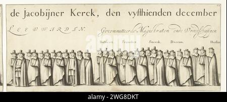 Parade funéraire de Willem Frederik, comte de Nassau-Dietz (page 22), 1665, 1666 estampe procession funéraire de Willem Frederik, comte de Nassau-Dietz, à Leeuwarden le 6 janvier 1665. Partie de la procession funéraire. Plaque n° 22 dans un ensemble de 24 (sur les 25) planches numérotées non assemblées (sans magazines de texte) qui forment ensemble une longue frise. Cortège de gravure sur papier Leeuwarden, procession funéraire Leeuwarden Banque D'Images