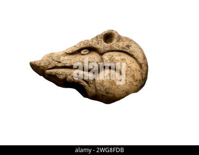 Tête d'animal sculptée en os, 7ème - 6ème siècle av. J.-C. Kazakhstan Banque D'Images