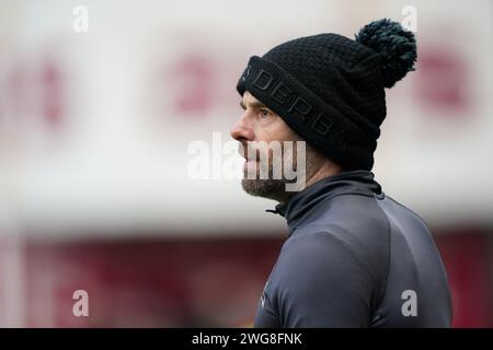 LONDRES, ANGLETERRE - 3 FÉVRIER : Paul Warne Manager du comté de Derby lors du match Sky Bet League One entre Charlton Athletic et Derby County à The Valley le 3 février 2024 à Londres, Royaume-Uni. (Photo de Dylan Hepworth/MB Media) Banque D'Images