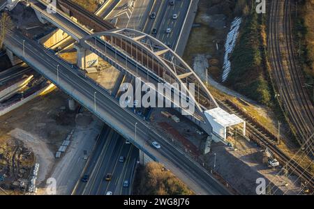 Luftbild, Autobahnkreuz Herne Großbaustelle, Autobahn A43 und Autobahn A42, Baukau-West, Herne, Ruhrgebiet, Rhénanie-du-Nord-Westphalie, Deutschland ACHTUNGxMINDESTHONORARx60xEURO *** vue aérienne, jonction de l'autoroute Herne grand chantier, autoroute A43 et autoroute A42, Baukau Ouest, Herne, région de la Ruhr, Rhénanie du Nord-Westphalie, Allemagne ATTENTIONxMINDESTHONORARx60xEURO Banque D'Images