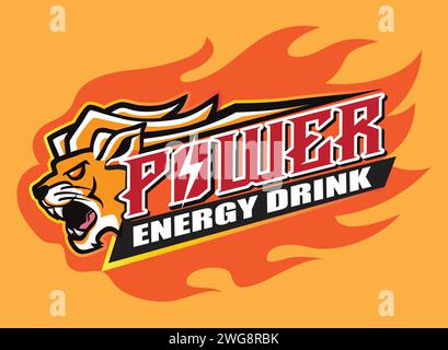 Logo Lion Energy Drink Design Illustration de Vecteur