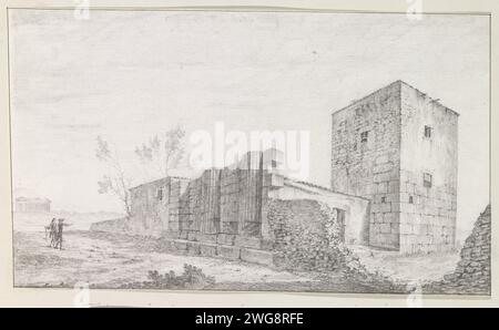 Vestiges du temple Esculaap (Tempio di Esculapio) hors murs de l'ancienne Agrigente, 1778 dessin tiré de l'album 'Voyage et l'Italie, et Sicile et à Malte', 1778. papier. crayon. craie Banque D'Images