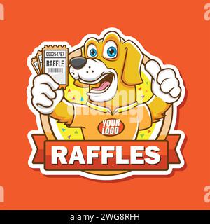 Logo de chien Mascot Raffle Vector Design Illustration de Vecteur