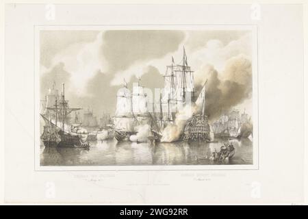 Bataille de Solebay, 1672, 1848 - 1855 imprimer bataille de Solebay, le 7 juin 1672, entre la flotte de l'État dirigée par Michiel de Ruyter et la flotte anglo-française dirigée par le duc d'York et le vice-amiral Jean II d'Estrees. Imprimeur : Netherlandspublisher : bataille de papier d'Amsterdam (+ force navale). Bataille de Solebay Banque D'Images