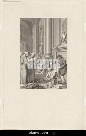 Reformed enlève les os d'un monastère de Vienne, Reinier Vinkeles (I), après Jacobus achète, 1784 print Reformed enlève les os d'un monastère de Vienne. Amsterdam gravure sur papier / gravure (humain) crâne. tombe, tombe. Profanation de la tombe Vienne Banque D'Images