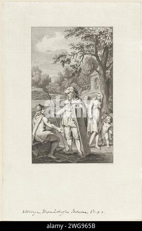 Vêtements et armures des Bataves, Reinier Vinkeles (I), après Jacobus achète, 1786 estampe guerrier et famille des Bataven. Amsterdam papier gravure / gravure éteinte, peuples «historiques» (avec NOM) pays-Bas Banque D'Images