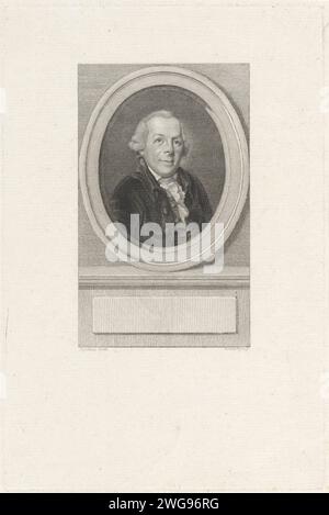 Portrait de l'écrivain Johannes Lublink de Jonge, Reinier Vinkeles (I), d'après Johann Friedrich August Tischbein, 1786 - 1809 estampe Amsterdam gravure sur papier Banque D'Images