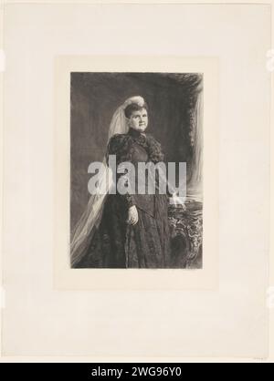 Portrait de la reine Emma, Pieter de Josselin de Jong, 1890 - 1906 papier imprimé. Gravure personnes historiques - BB - femme Banque D'Images