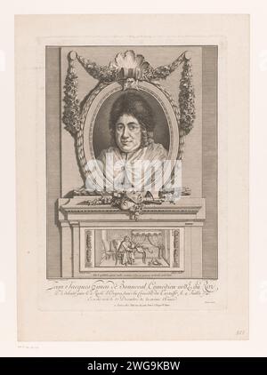 Portret van Jean -Baptiste Jacques Gimat de Bonneval, Jean Baptiste Michel, d'après Jacques Gabriel Huquier, 1758 - 1804 tirage Paris gravure sur papier / gravure de personnages historiques. portrait d'un écrivain. portrait d'acteur, actrice Banque D'Images