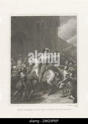 Émeute calviniste à Anvers contrôle, 1567, 1847 - 1849 imprimer Willem van Oranje, maire Anton van Straelen et Hoogstraten, émeute calviniste satisfera Anvers, le 14 mars 1567. Pays-Bas gravure sur papier acier Anvers Banque D'Images