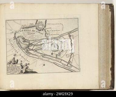 Plan de Liège, ca. 1693-1696, 1693 - 1696 imprimer carte des renforts autour de la ville de Liège. Partie de la cinquième partie (1696) de l'ouvrage dans lequel les huit parties des Forces de l'Europe sont publiées entre 1693 et 1697. L’œuvre imprimée est composée de 175 planches avec des plans (de Sébastien le Prestre, Seigneur de Vauban) de villes fortes et de forteresses renommées de la guerre de neuf ans. Titre et inscriptions en français. Paris papier gravure cartes des villes. Forteresse Liège Banque D'Images