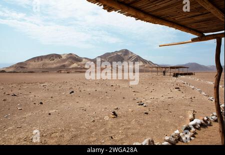 Cimetière de Chauchilla ou cimetière désertique, région d'ICA, province de Nazca, Pérou Banque D'Images