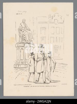 Caricature sur la réélection de deux députés libéraux, 1868, 1867 imprimer caricature sur la réélection des deux députés libéraux Viruly et Biom qui courent sur le bras des Français de la Putte, en arrière-plan la statue de Van Hogendorp à Rotterdam. Plaat est apparu au Weekblad de Nederlandsche Spectator, non 4, 25 janvier 1868. Imprimeur : Netherlandsprinter : Netherlandspublisher : Arnhempublisher : le monument de papier de la Haye, statue Rotterdam Banque D'Images