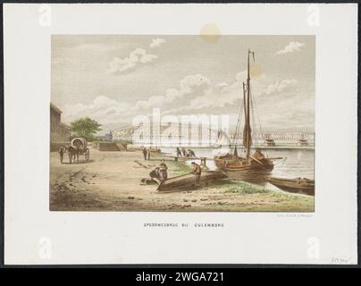 Kuilenburgse Spoorbrug à Culemborg, 1868, 1872 - 1874 print le Kuilenburgse Spoorbrug sur le Lek à Culemborg, mis en service en 1868. Planche dans un livret de 1874 avec huit enregistrements de ponts ferroviaires construits aux pays-Bas des années 1846-1874. Imprimeur : Netherlandsprinter : Haarlempublisher : locomotive à vapeur en papier Breda. pont. Chemin de fer, train Culemborg. Kuilenburgse Spoorbrug Banque D'Images